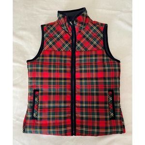 JCREW Mountain Christmas Tartan Puffer Vest Red/Green/Mult Size S